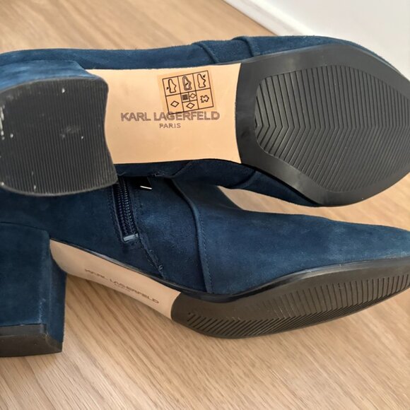 ** Karl Lagerfeld blue suede booties Buckle side zip Size 9 - Picture 5 of 8